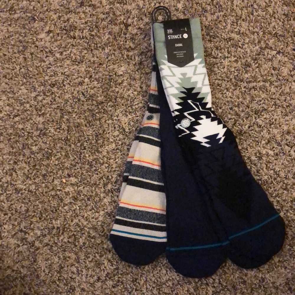 3 - pair casual Stance socks, crew height